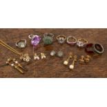 Collection of miscellaneous jewellery Including two 9ct gold dress rings, 6g approx overall, a