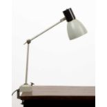 Industrial lamp 20th Century, with enamel grey paint and clamp mount, height adjustable At