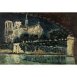 20th Century French School 'Notre dame', oil on board, indistinctly signed lower right, 31cm x