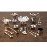 Collection of miscellaneous silver and silver plate Including: a silver plated jug, a silver cream