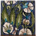 William De Morgan (1839-1917) 'Iznik carnation' Merton Abbey period ceramic tile, marked to the