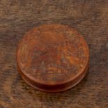 Treen circular snuff box Late 18th/early 19th Century, with tortoiseshell lining, the lid