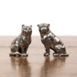 Pair of Victorian novelty silver pepperettes In the form of a dog and cat, bearing marks for
