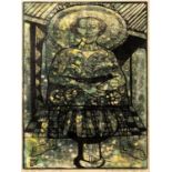 Bruce Onobrakpeya (b.1932) 'Bole Woman', linocut, numbered 15/40, signed, titled and dated October