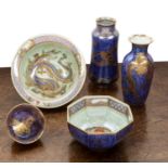 Daisy Makeig-Jones (1881-1945) for Wedgwood Five pieces of 'Dragon' lustre ceramics comprising large