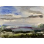 Robert Miller (1910-1993) 'Landscape with trees and hill', watercolour, unsigned, 36cm x 50cm Some