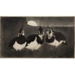 John Findlater McHutchon (1880-1954) 'Untitled lapwings', woodblock print, unsigned, 18cm x 31cm