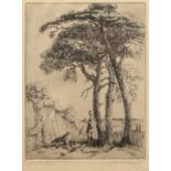 G Oakman (20th Century School) 'Scotch firs', etching, signed and dated 1924 in pencil lower