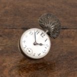 Militaria Interest Desk ball clock, with silver Fusiliers top, the white enamel dial with Arabic