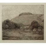 20th Century British School 'Untitled pastoral landscape', etching, signed indistinctly and titled