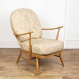 Lucian Ercolani for Ercol '335' easy chair or armchair with beech spindle frame, with floral