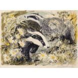 David Koster (1926-2014) 'Badgers', lithographic print, numbered 49/55, signed in pencil lower