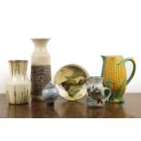 Collection of studio ceramics and pottery Including: large 19th Century pearlware corn on the cob