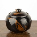 Chris Carter (b.1945) Large studio pottery vase and cover with iron glaze and faceted sides,