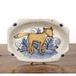 Andrew McGarva (b.1956) Studio pottery dish decorated with a fox, marked 'McGarva Aunay' to the