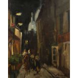 Serge Kislakoff (1897-1980) 'Untitled night street scene', oil on canvas, signed lower right, 53cm x