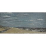 P. J (20th Century English School) 'Untitled beach scene', oil on panel, signed and dated '73