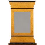 Biedermeier style mirror Maple wood frame with ebonised detail, 35cm x 56cm Provenance: The property