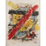 P Moth (20th Century School) 'Untitled abstract', oil on textured board, signed and dated 1963 lower