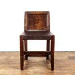 Robert Thompson of Kilburn (1876-1955) Mouseman, oak, chair, with low back support and leather seat,