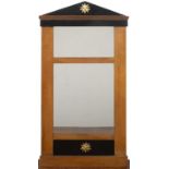 French style mirror 19th Century, walnut frame with ebonised and gilt painted star detail, 35cm wide