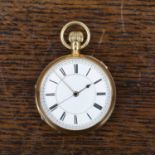 Edwardian 18ct gold cased pocket watch In plain and engine turned case, bearing marks for Sheffield,