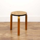 Alvar Aalto (1898-1976) for Finmar Ltd Bent laminated birch stool, the circular top with black