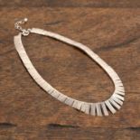 Textured and articulated silver link necklace Bearing marks for VA, London (Import), 1965, 42.5cm