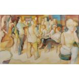 W B Hinton (Contemporary) 'Untitled jazz club', watercolour, signed lower right, 33cm x 53cm Overall