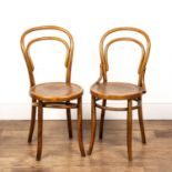 In the manner of Michael Thonet (1796-1871) Bentwood cafe style chairs, unmarked, 86cm high (2) At