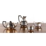 George V four piece silver teaset Bearing marks W & G Sissons, Sheffield, 1926, the tallest piece