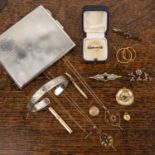 Collection of miscellaneous jewellery Consisting of: a silver cigarette case, 129g approx overall,