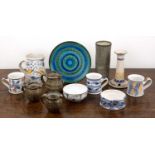 Collection of studio pottery Including: in the style of Aldo Londi (1911-2003) for Bitossi, Rimini