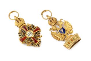 A collection of enamel jewellery/insignia, comprising an enamel pendant/medal, possibly an
