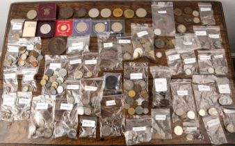 Assorted English and foreign coins and various Greek and other medallions At present, there is no