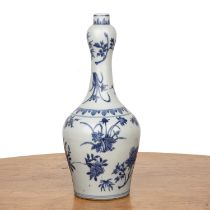 Blue and white vase Chinese of transitional style, the compressed globular body rising to a tall