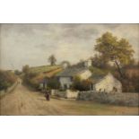 19th Century Welsh School 'View of a Welsh cottage', oil on panel, monogrammed 'F R O' lower