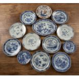 Thirteen blue and white plates and dishes Chinese, 18th/19th Century Provenance: An Oxfordshire