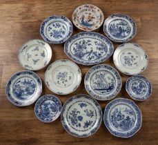 Thirteen blue and white plates and dishes Chinese, 18th/19th Century Provenance: An Oxfordshire