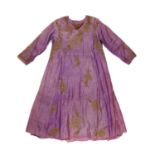 Purple silk dress with woven decoration and a Japanese pink silk kimono (2) Provenance: The Olivia