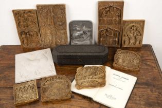 Group of pieces to include eight plaster copies of 13th and 14th Century Gothic ivories together