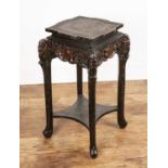 Lacquer plant/urn stand Japanese, with dragon decoration, 38cm square x 77cm high With some wear and