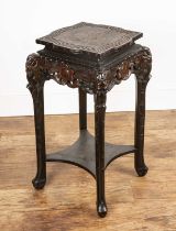 Lacquer plant/urn stand Japanese, with dragon decoration, 38cm square x 77cm high With some wear and