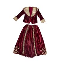 Red velvet and silver thread jacket and skirt Ottoman Provenance: The Olivia Dell collection. In