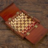 Whittington style travelling Chess set late 19th/early 20th century, in mahogany case, with