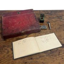Directoire leather writing box French, with the original diamond-shaped paper label Louvet, M.d