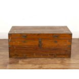 Camphorwood campaign trunk 19th Century, with sunk brass handles and metal handles and mounts, 104cm