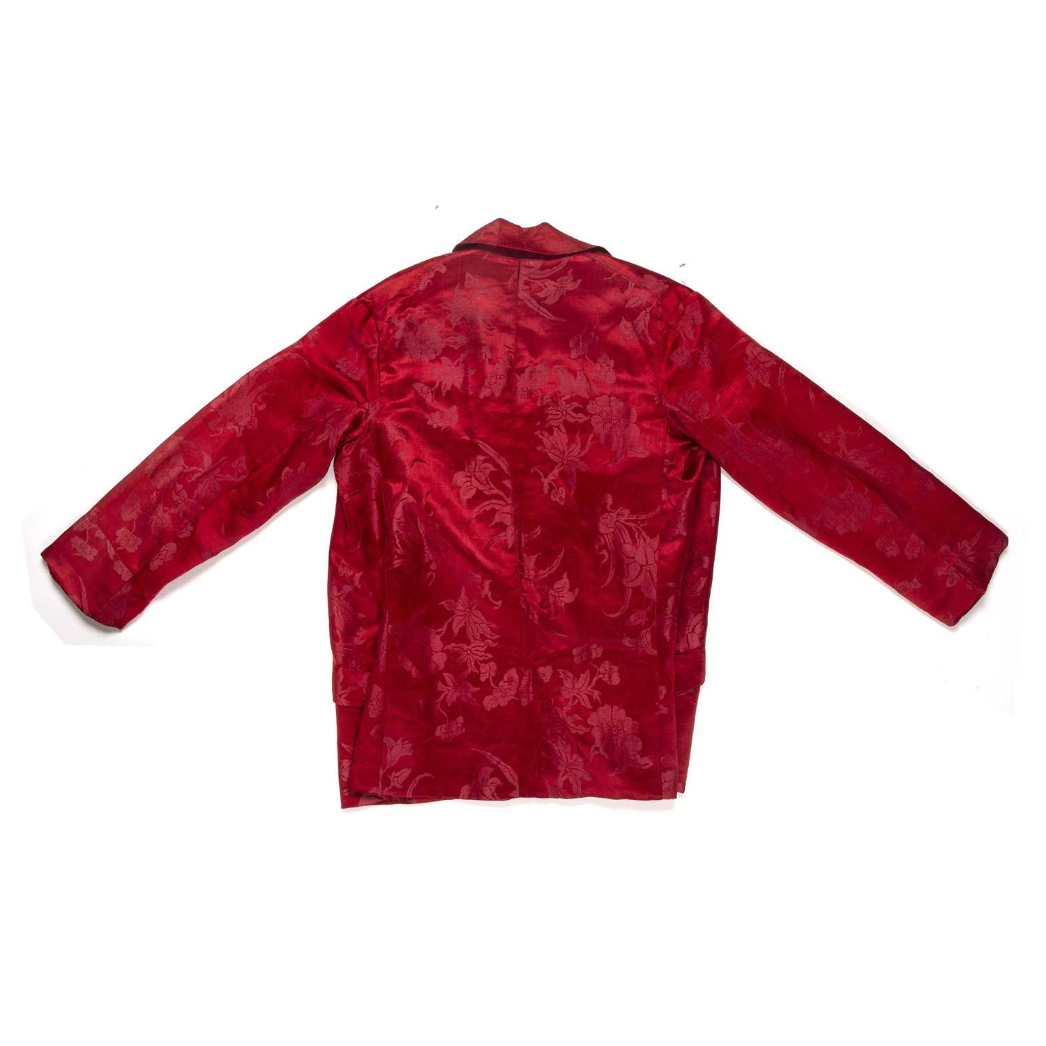 Group of four pieces including a Central Asian red silk and embroidered top, a Hungarian silk - Image 3 of 9