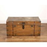 Camphorwood campaign trunk 19th Century, with metal mounts and handles, 96cm wide x 48cm deep x 46cm