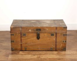 Camphorwood campaign trunk 19th Century, with metal mounts and handles, 96cm wide x 48cm deep x 46cm